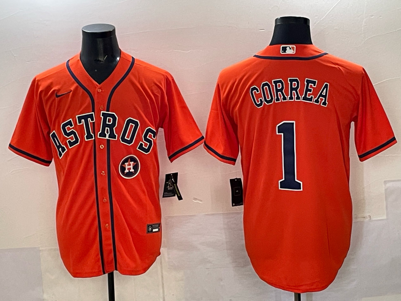 Men Houston Astros #1 Correa orange 2025 Nike MLB Jersey 005